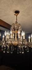 VTG Brass Crystal Chandelier 16 Light 2 Tier Spanish French Empire Lamp Ornate picture