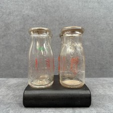 Vintage Miniature Milk Bottle Set of 4 Valley Farm Nursery Dairy Golden Glen HMP picture