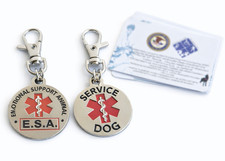 Service Dog ID Tag ESA Emotional Support Animal Metal Collar Tag + 3 ADA Cards picture