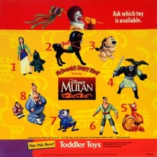 1998 DISNEY'S MULAN MCDONALDS HAPPY MEAL TOYS - U - PICK picture