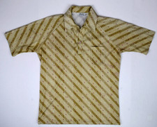 Vintage 60s 70s Lilly Dache Mod Raglan Shirt Mens L Tan Diagonal Cobain Grunge picture