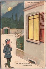 c1910s French HOLD-TO-LIGHT Comic Postcard 