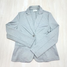 La Bijou Womens Heather Grey Knit Single Button Blazer Jacket Size Large picture