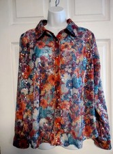 CATO COLLECTION LIMITED EDITION Size XL Sequined Floral Blouse picture