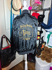 Vtg 80s Billy Bob's Texas Ft. Worth Black Snap Bomber Jacket Embroidered Logo S picture