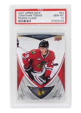 Jonathan Toews 2007 Upper Deck #43 RC Card - PSA 10 GEM MINT (Silver Label) picture