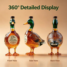 Duck Unlimited Mallard Duck Shaped Glass Decanter Bourbon Whiskey Liquor Bottle picture