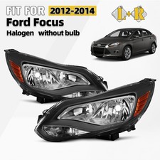 Halogen Headlights For 2012-2014 Ford Focus without Bulbs Black Left +Right Pair picture