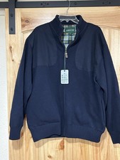 Orvis Ultimate Foul Weather Sweater Mens L Navy Blue Wind roof Full Zip NWT Wool picture