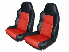 for 1994-1996 CHEVY CORVETTE C4 STANDARD S.LEATHER PAIR SEAT COVERS BLACK/RED picture