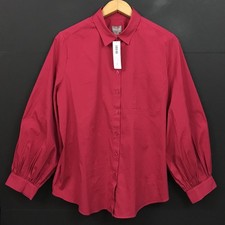 NWT Chicos Puff Sleeve Button Front Blouse Pink Stretch Cotton Top Size XL 3 picture