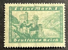Travelstamps: 1924 Germany Stamps Scott #337 Mi 364 - 1m Rheinstein Castle MOGH picture