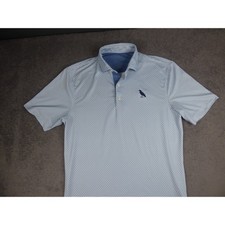 Johnnie-O Mens Small Blue Geometric Floral Prep-Performance Golf Polo Shirt picture