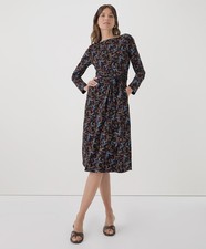 Pact Women's Small Fit & Flare Tie Wrap Dress Whimsy Floral Black picture