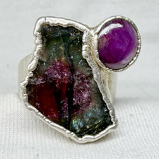 Stephen Ruse Designs original handmade Tourmaline and ruby ring. picture