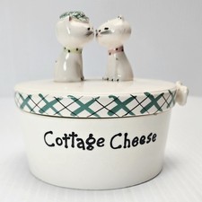 Vtg 1958 Holt Howard Cozy Kittens Cottage Cheese Crock Kissing Cats MCM picture