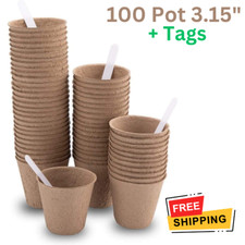 100Pcs Biodegradable Peat Pots Transplant Paper Pulp Seeding Cups Starter 3.15