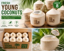Fresh Young Coconuts Case of 8 Thai Coconut Hydrating Non-GMO  picture