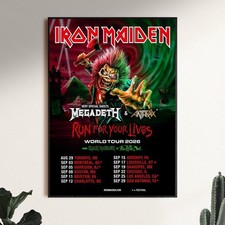 Iron Maiden Run For Your Lives 2026 Tour Poster, Megadeth Anthrax Concert Print  picture