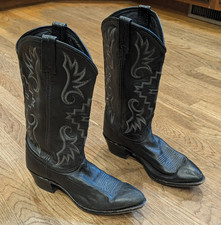 vtg DAN POST 12464 El Paso USA men's 10M Black Leather Western Cowboy Boots picture