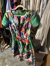 Carlisle - Green & Multi Color Floral Print Short Sleeve Dress Sz 2 picture