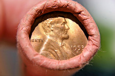 1953 S LINCOLN CENT ORIGINAL BANK WRAP ROLL Brandt OBW PENNY UNC ROLL picture