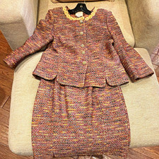 St. John  Couture Multicolor Tweed 2-Pc Skirt Suit Set Jacket & Skirt Size 8 picture