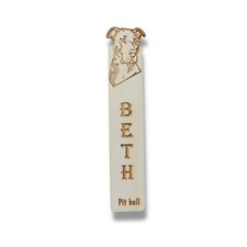 Bookmark - PERSONALIZED Pit bull Dog - Birch wood picture