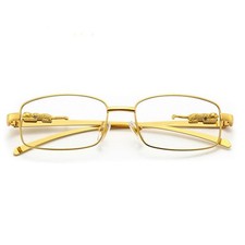 Vintage Clear Lens Gold Frame Leopard Rectangular Hip Hop Frameless Glasses picture