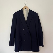 Brioni Roma Navy Blue Double Breasted Blazer Gold Crest Buttons Made in Italy picture