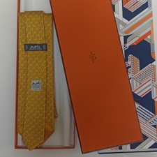 Hermès Paris Yellow Silk Tie with Original Silk Tie Box Box picture