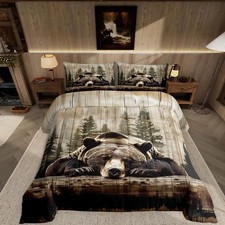 Feelyou Grizzly Bear Wild Animal Hunting Comforter Set Twin Size 2pcs picture