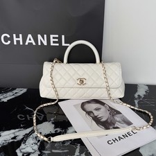Women's Elegant Ivory White Quilted Leather Long Flap Crossbody Handbag picture