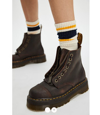 SINCLAIR DARK BROWN CRAZY HORSE LEATHER PLATFORM BOOTS MSRP$280 Most Beloved picture