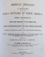 AMERICAN GENEALOGY-Jerome B Holgate Early Settlers of North America 1851 Reprint picture