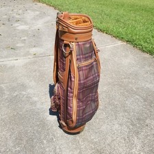 Vintage Daiwa Coach Collection Golf Cart Bag Plaid Tartan w/  Leather Trim picture