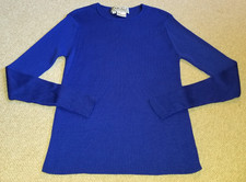 VINTAGE Womens Sweater-CARLISLE-royal blue 100% silk ribknit Old Money Elegant-M picture
