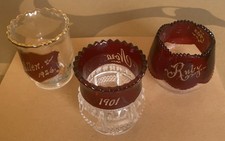 Antique Souvenir advertising Glass 3 Ruby Clear Lot  Antique 1900’s toothpick  picture