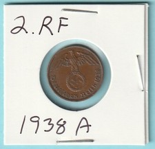 German  Reich Coin -- 2 Reichpfennig  1938 A - Bronze picture