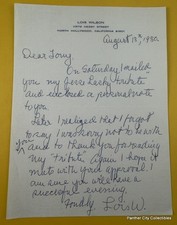 1980 Signed Letter Lois Wilson Actress Silent Film Star Hollywood picture