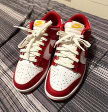 Nike Dunk Low Men's Red/White Colorblock Low Top Lace-Up Athletic Sneaker picture