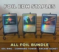 Foil MTG Commander Staples – Sol Ring, Arcane Signet & Command Tower Mtg picture