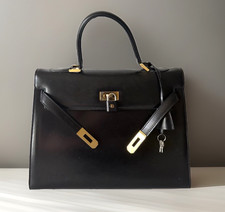 Authentic BALLY Hand bag Black Leather From Japan 01293 picture
