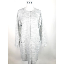 J Jill Sweater Womens Large Grey Space Dye Cardigan Duster Pockets Pure Jill picture