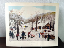 1960 Triton Press Collotype Fine Art Print Grandma Moses 'Sugaring Off' DS30 picture