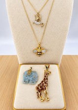 Vintage Sterling Silver 925 Designer Gold Vermeil Animal Pendant And Chain Lot picture