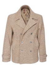 NWT EZZELINO PEACOAT double breasted brown wool alpaca luxury Italy XL picture