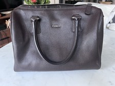 Vintage FURLA Brown Leather Medium Satchel doctor Handbag Great Condition picture