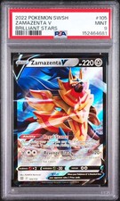 2022 POKEMON SWORD & SHIELD BRILLIANT STARS #105 ZAMAZENTA V PSA 9 picture