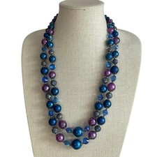VENDOME Double Strand Necklace Glass & Lucite Chunky Vintage MCM 22